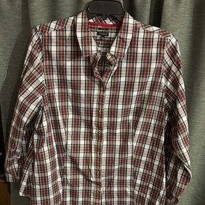 Talbots Red and Green Plaid Button Down Shirt